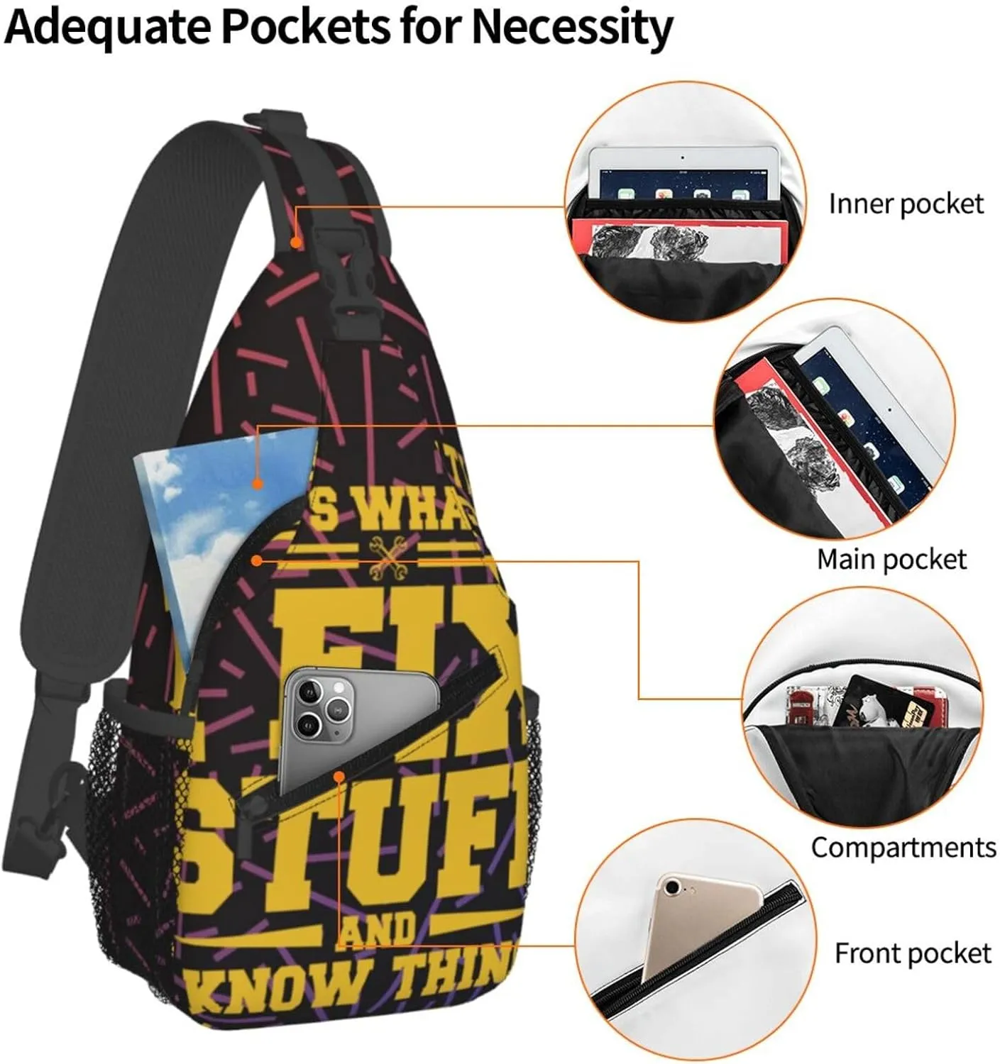 That'S What I Do I Fix Stuff And I Know Things Crossbody For Men Women Sling Chest Bag Shoulder Bag Lightweight One Strap Backpack Hiking Daypack