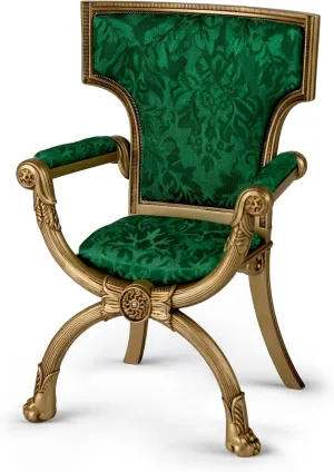 The Ashton-Drake Galleries Queen Elizabeth II Portrait Doll Chair Accessory, Green Satin Drawing Room Throne, Windsor Castle Replica