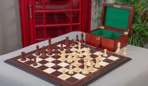 The Reykjavik II Series Chess Set, Box & Board Combination - Mahogany Gilded - by The House of Staunton