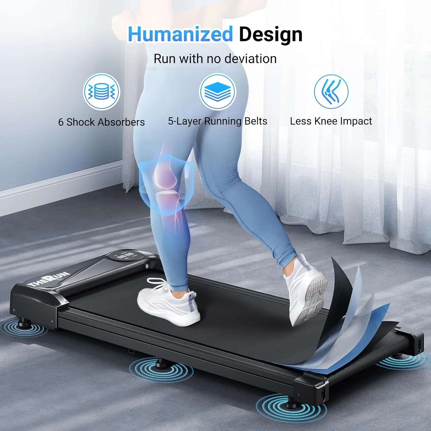 THERUN Walking Pad Treadmill Under Desk, Portable Mini Treadmill for Home/Office, Walking Pad Treadmill 2.5HP, Walking Jogging Machine with 265 lbs Weight Capacity Remote Control LED Display
