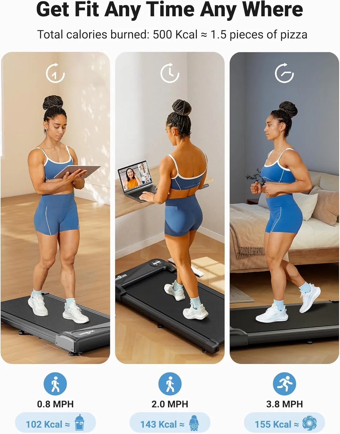 THERUN Walking Pad Treadmill Under Desk, Portable Mini Treadmill for Home/Office, Walking Pad Treadmill 2.5HP, Walking Jogging Machine with 265 lbs Weight Capacity Remote Control LED Display