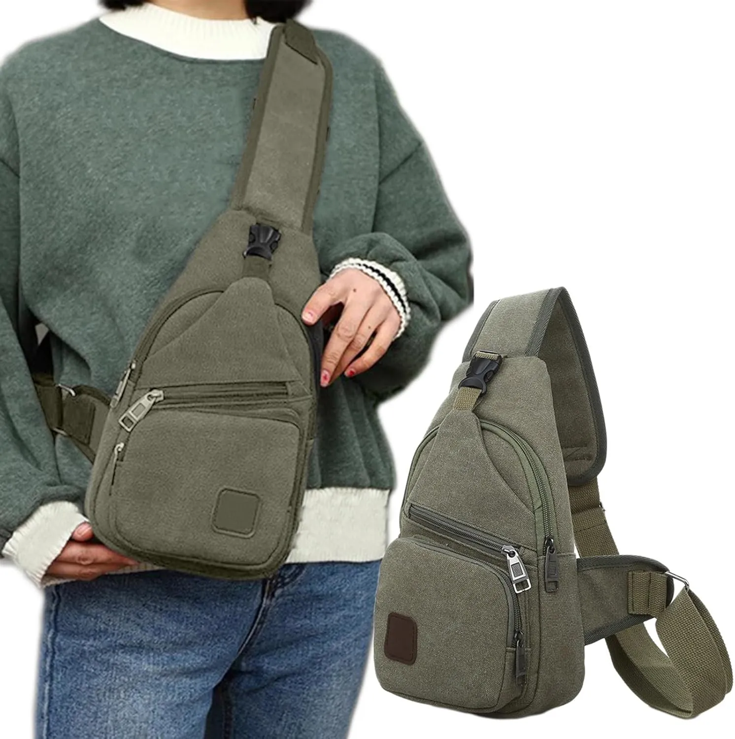 Thickened Outdoor Canvas Crossbody Bags for Women, New Multipurpose Portable Shoulder Bag Chest Bag for Travel Hiking