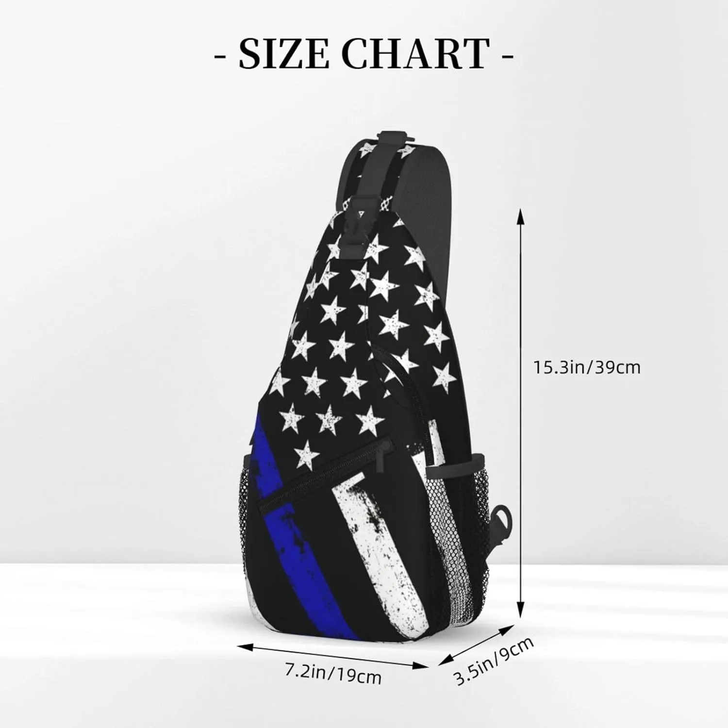 Thin Blue Line American Flag Crossbody Bags Cross Men Chest Bag Adjustable Sling Backpack Shoulder Bag For Women Cycling Travel Sport Hiking