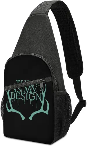 This Is My Design Deer Chest Bag for Men Small Sling Backpack Crossbody Sling Bags for Outdoors Hiking Traveling