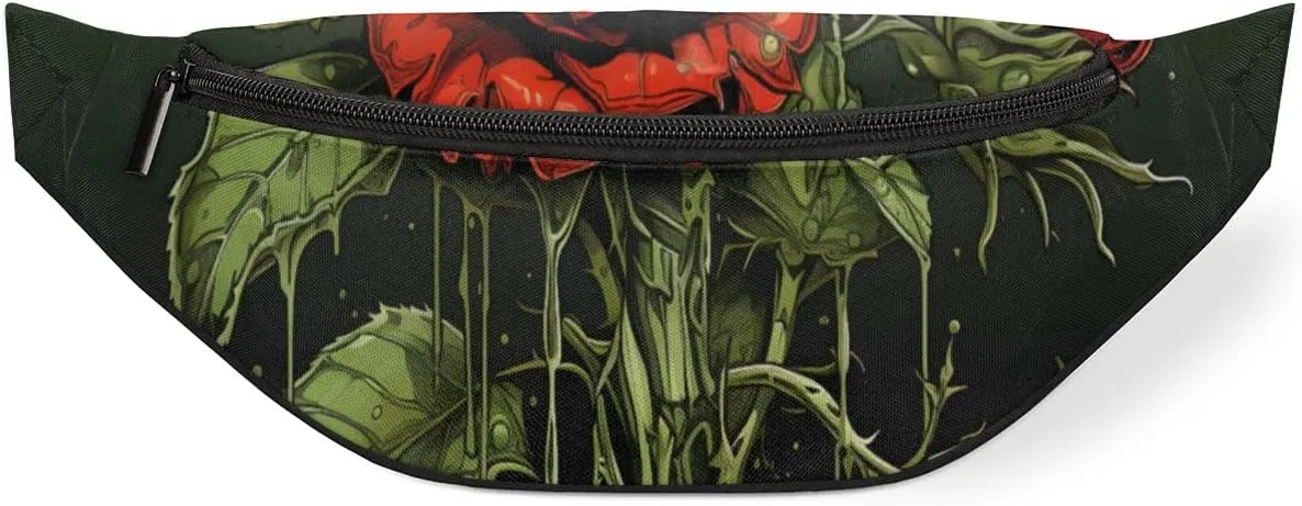 Thorn Rose Flower Crossbody Fanny Pack Waist Bag with Adjustable Strap Hip Pack for Sports Festival Workout Traveling Running Casual