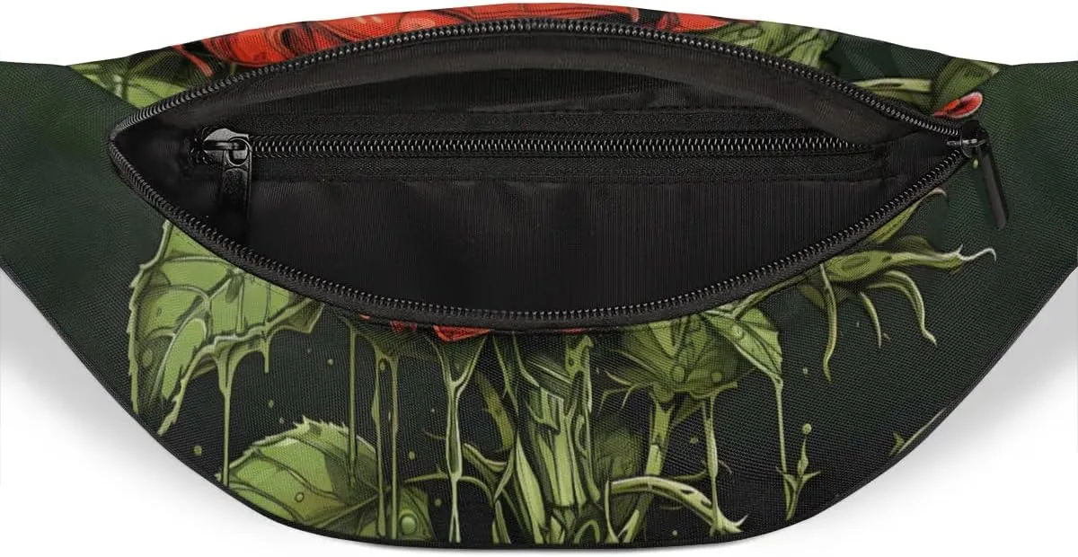 Thorn Rose Flower Crossbody Fanny Pack Waist Bag with Adjustable Strap Hip Pack for Sports Festival Workout Traveling Running Casual