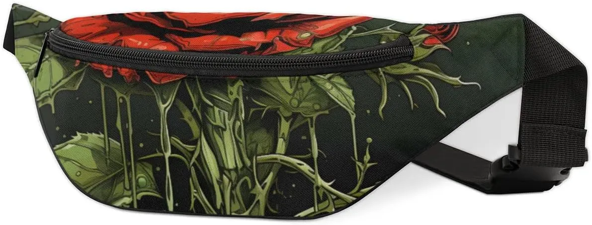 Thorn Rose Flower Crossbody Fanny Pack Waist Bag with Adjustable Strap Hip Pack for Sports Festival Workout Traveling Running Casual