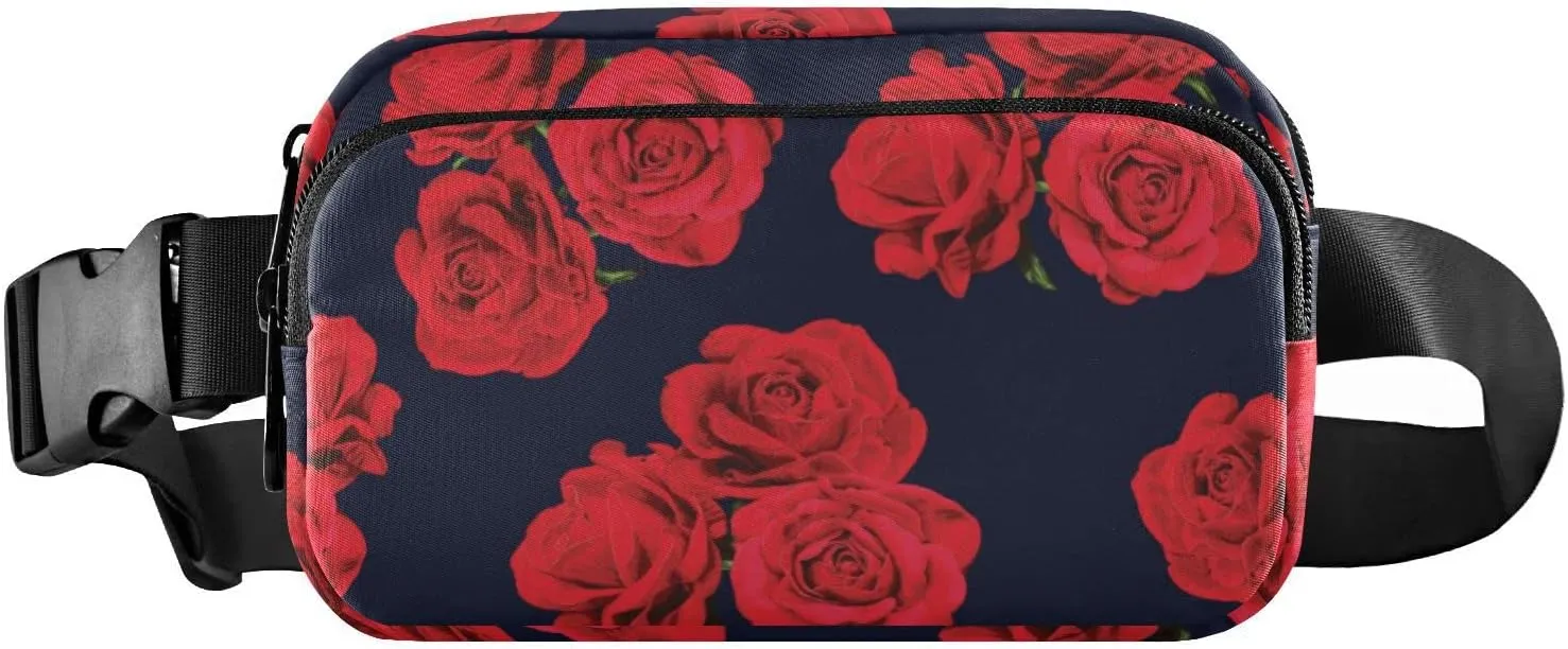 Three Clusters Of Red Roses Fanny Pack Crossbody Bags for Women Belt Bag Running Waist Bag with Adjustable Strap for Outdoors Hiking Cycling Traveling