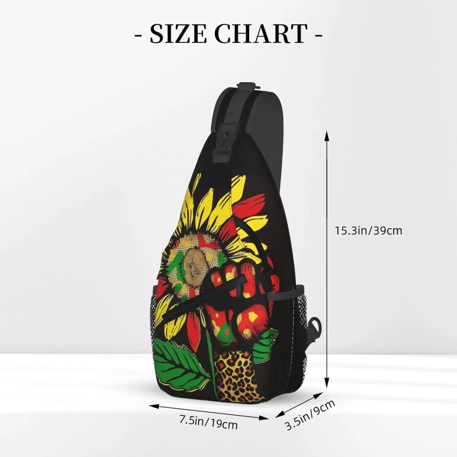 Tie Dye Sunflower Hand Fightning Sling Backpack Crossbody Bag, Chest Bag Daypack for Outdoors Hiking Traveling