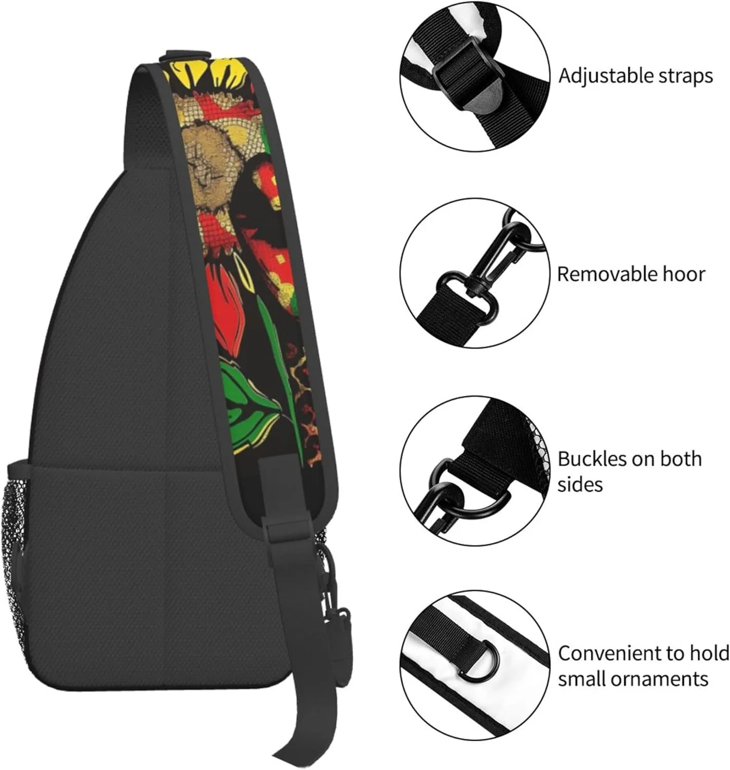 Tie Dye Sunflower Hand Fightning Sling Backpack Crossbody Bag, Chest Bag Daypack for Outdoors Hiking Traveling