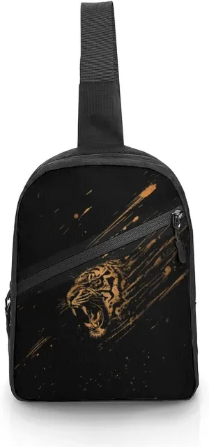 Tiger Artwork Foldable Crossbody Sling Bags Shoulder Backpack Chest DayPack Handbag