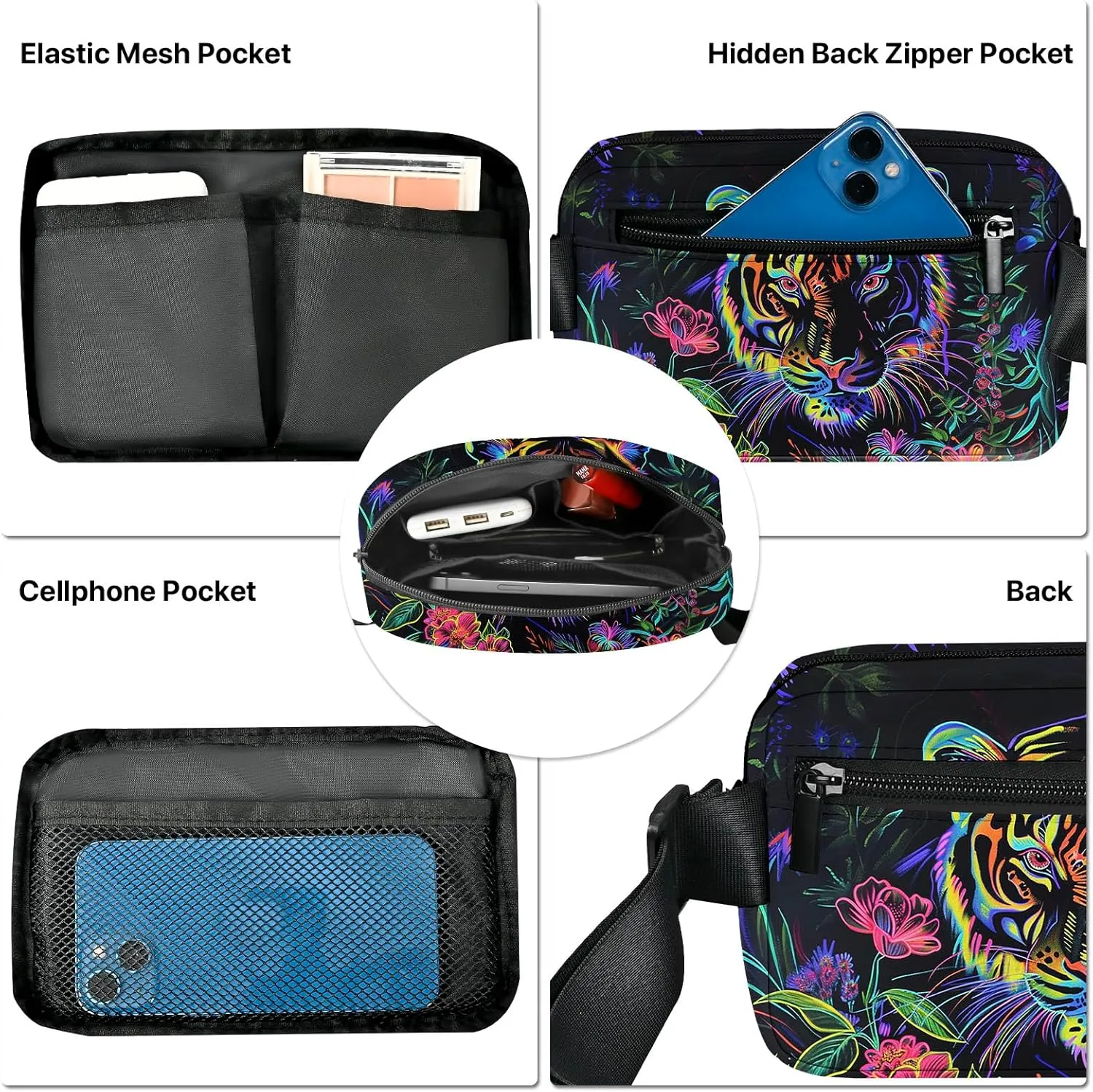 Tiger Fanny Pack for Women Belt Bag Fashion Waist Bags with Adjustable Strap Waist Pack Traveling Waist Pouch Running Hiking Workout