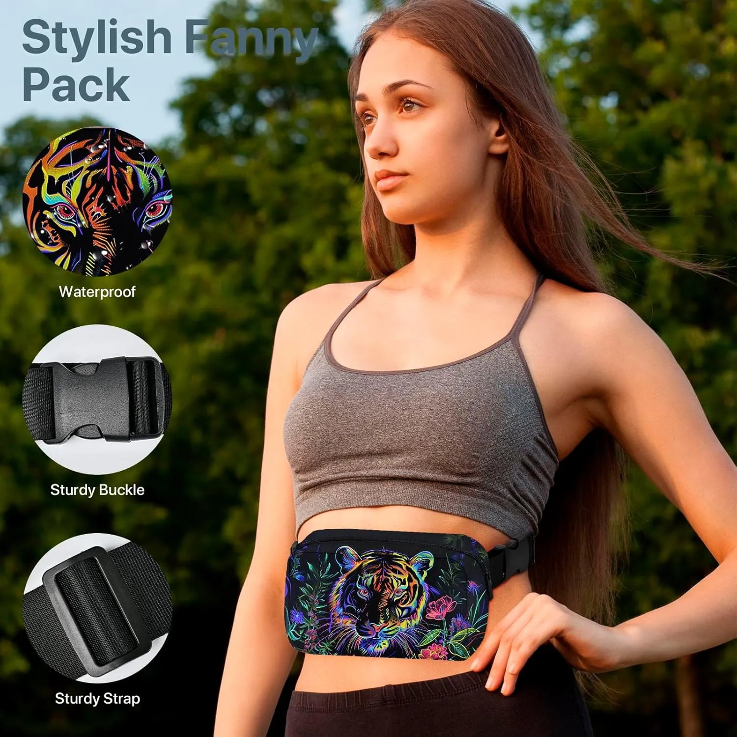 Tiger Fanny Pack for Women Belt Bag Fashion Waist Bags with Adjustable Strap Waist Pack Traveling Waist Pouch Running Hiking Workout