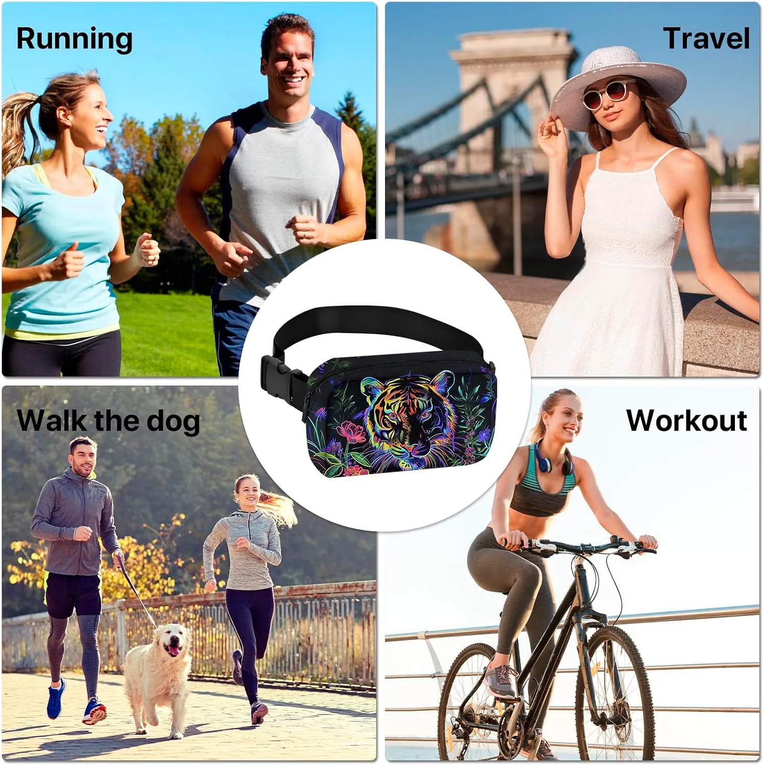 Tiger Fanny Pack for Women Belt Bag Fashion Waist Bags with Adjustable Strap Waist Pack Traveling Waist Pouch Running Hiking Workout