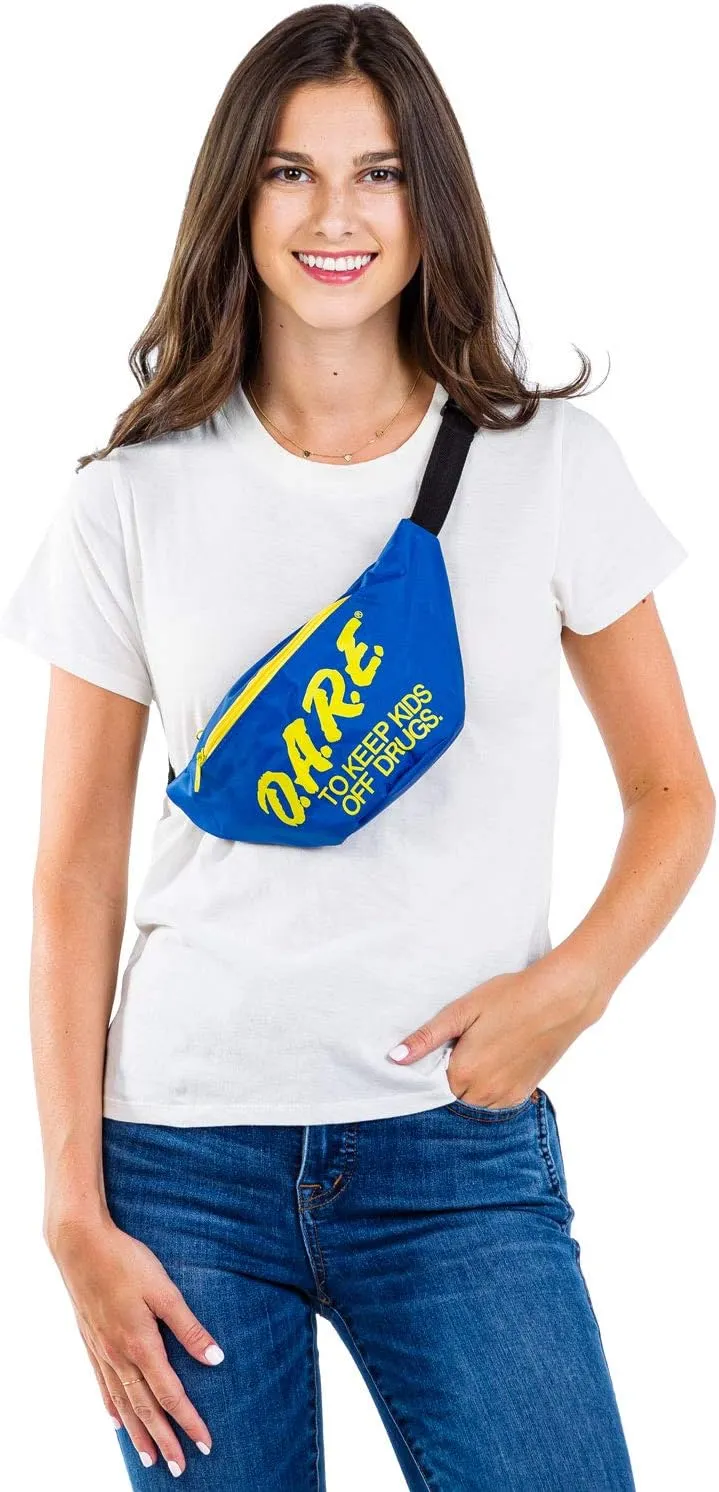 Tipsy Elves DARE Fanny Pack - Neon Blue Crossbody Bags w/Adjustable Waist Belt Straps Retro 80s Novelty Waist Bag