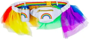 Tipsy Elves White Over The Rainbow PRIDE Fanny Pack w/Rainbow Tutu and Detachable Drink Holder