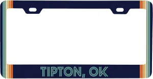 Tipton Oklahoma Car Metal License Plate Frame Retro Design