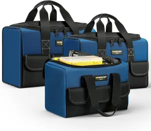 Tool Bag Set, 3 Sizes, Heavy-Duty Storage Bags, Waterproof Tool Bag Organizer 1680D Tool Bags for Electrician Construction, Blue and Black