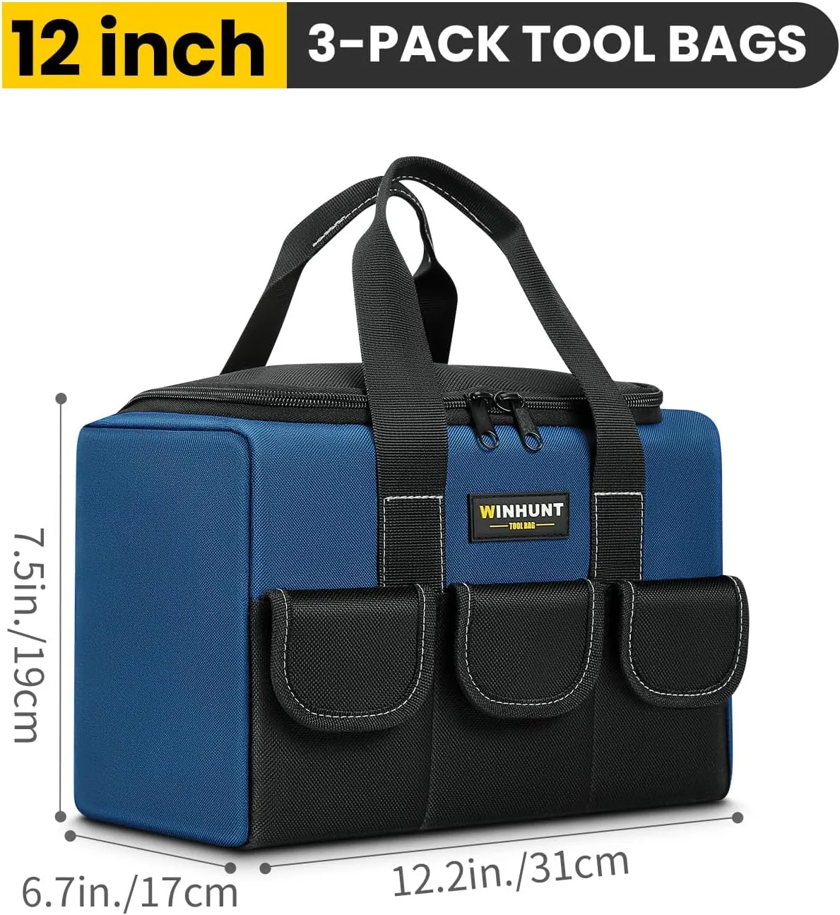 Tool Bags Set, 30 cm Heavy Duty Storage Bags, Pack of 3, Blue and Black