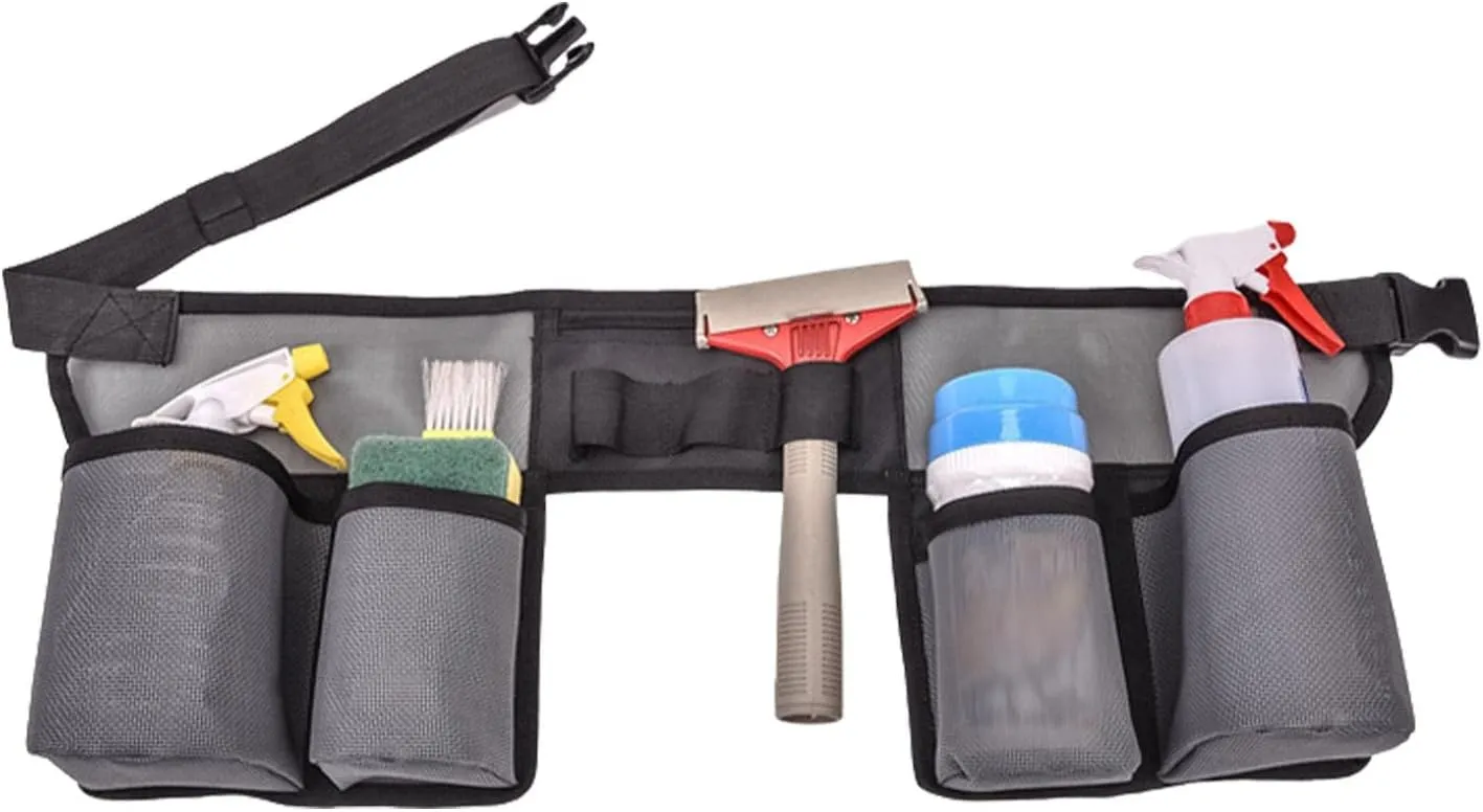 Tool Pouch, Waist Tools Bag Belt, Adjustable Waist Strap 28 to 49 inches, Heavy Duty Working Tool Apron for Housekeeping, Janitorial, Custodial