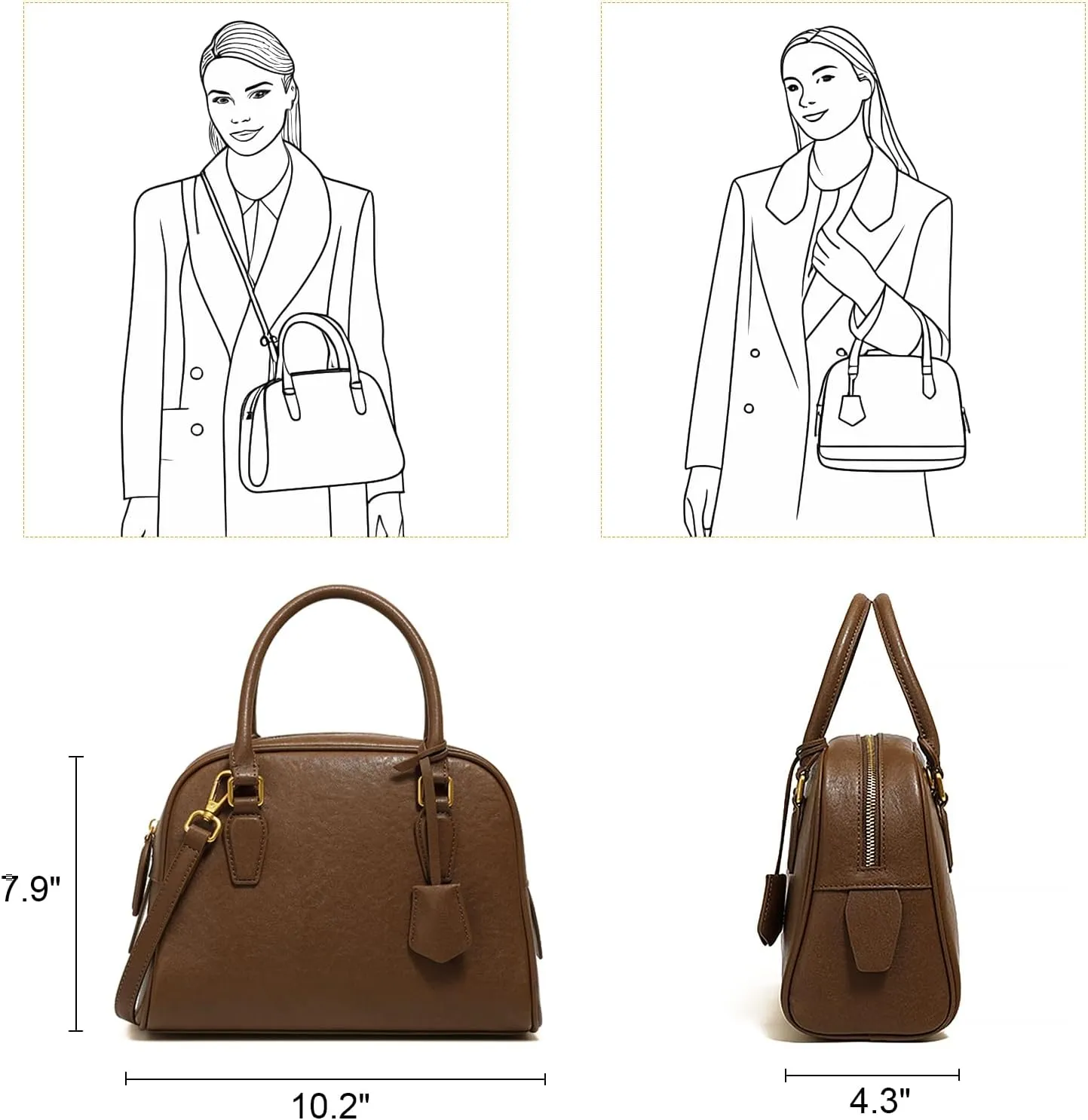 Top Handle Purses Crossbody Bag for Women, Genuine Leather Shoulder Satchel Bag with a strap, Luxury Handbag