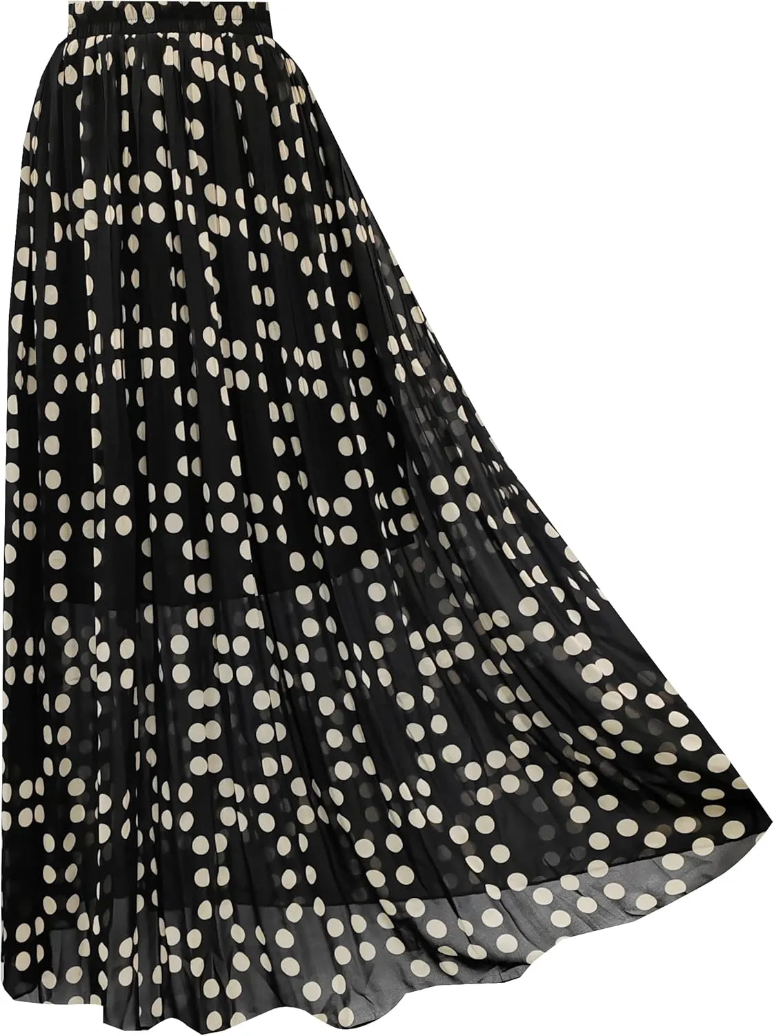Topdress Women's Chiffon Skirts Elastic High Waist Tea Length A-line Ruffle Beach Skirts