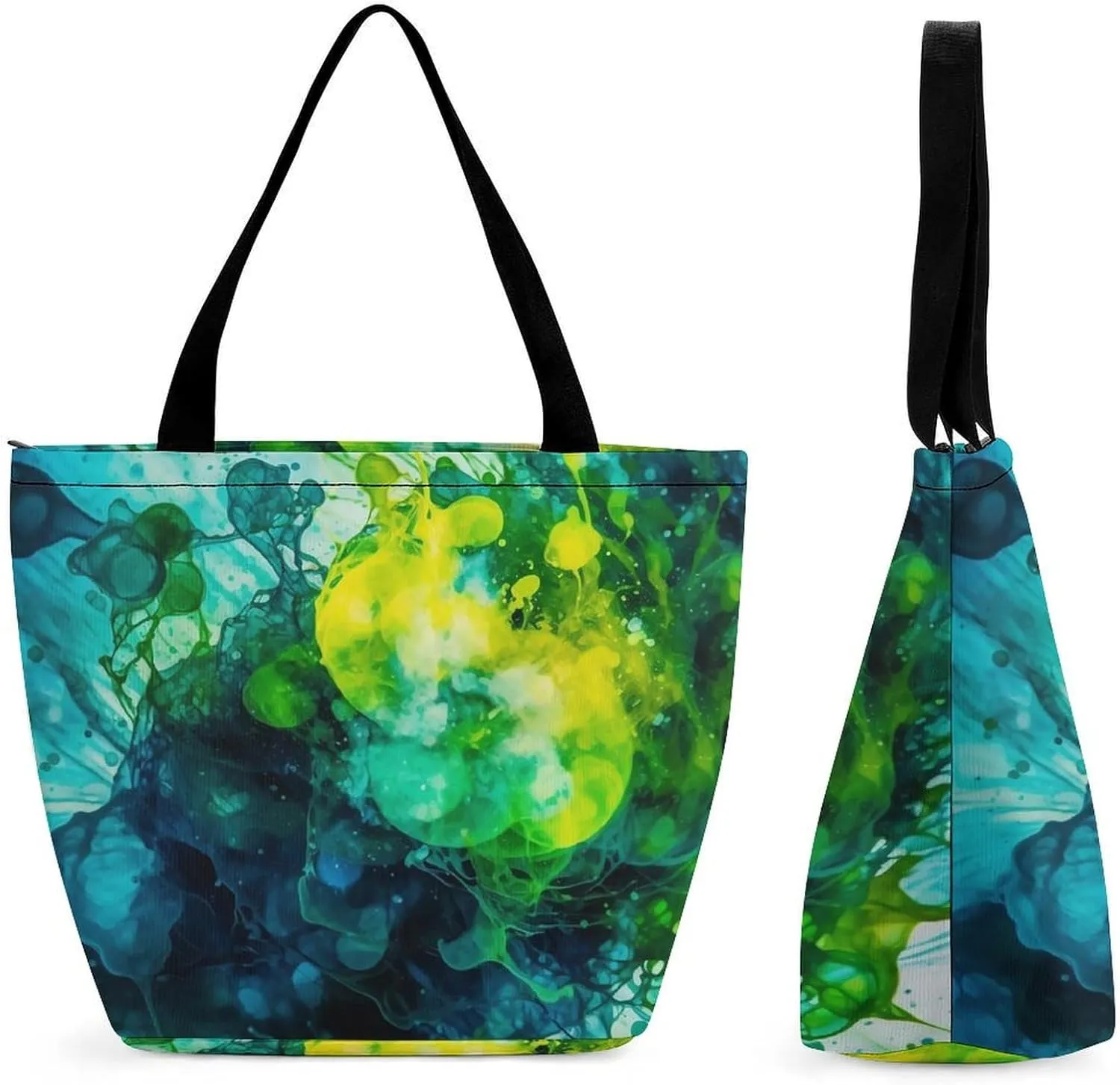 Tote Bag for Women Grocery Bag Dirt Road with Leaves Foldable Shopping Bags Reusable Large Tote Bag
