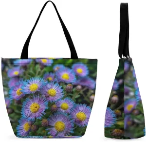 Tote Bag for Women Grocery Bag Flowers Bright Colors Foldable Shopping Bags Reusable Large Tote Bag
