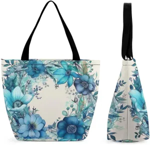 Tote Bag for Women Grocery Bag Flowers Bright Colors Foldable Shopping Bags Reusable Large Tote Bag