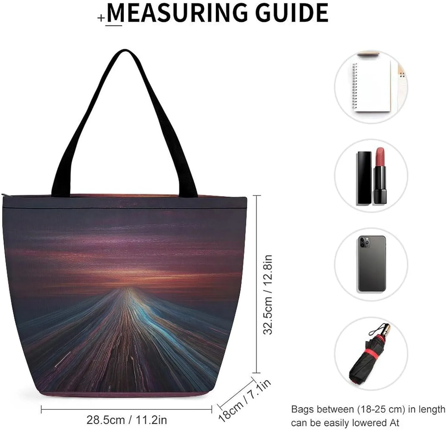 Tote Bag for Women Grocery Bag Illustration of Small City Foldable Shopping Bags Reusable Large Tote Bag