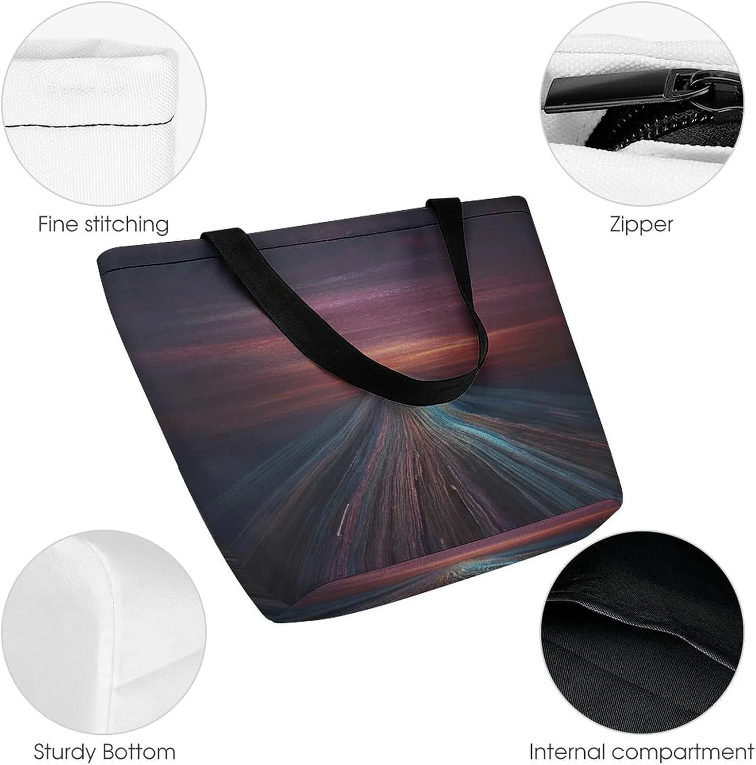 Tote Bag for Women Grocery Bag Illustration of Small City Foldable Shopping Bags Reusable Large Tote Bag
