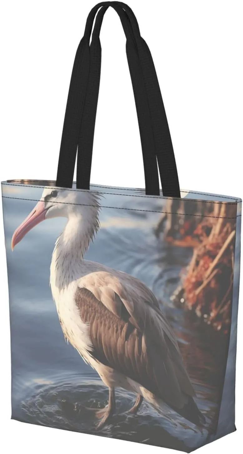 Tote Bag for Women Grocery Bag Reusable Shopping Bag Bird resting on branch Handbag Foldable Shoulder Bag