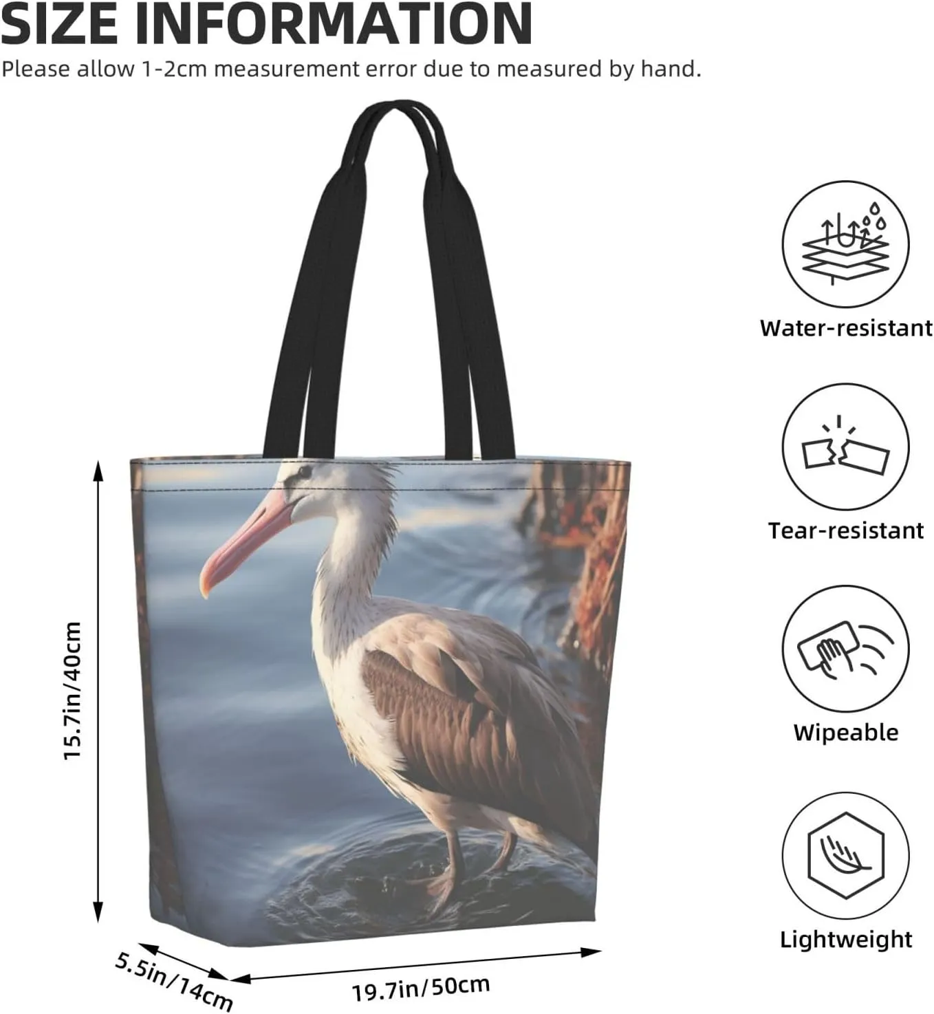 Tote Bag for Women Grocery Bag Reusable Shopping Bag Bird resting on branch Handbag Foldable Shoulder Bag