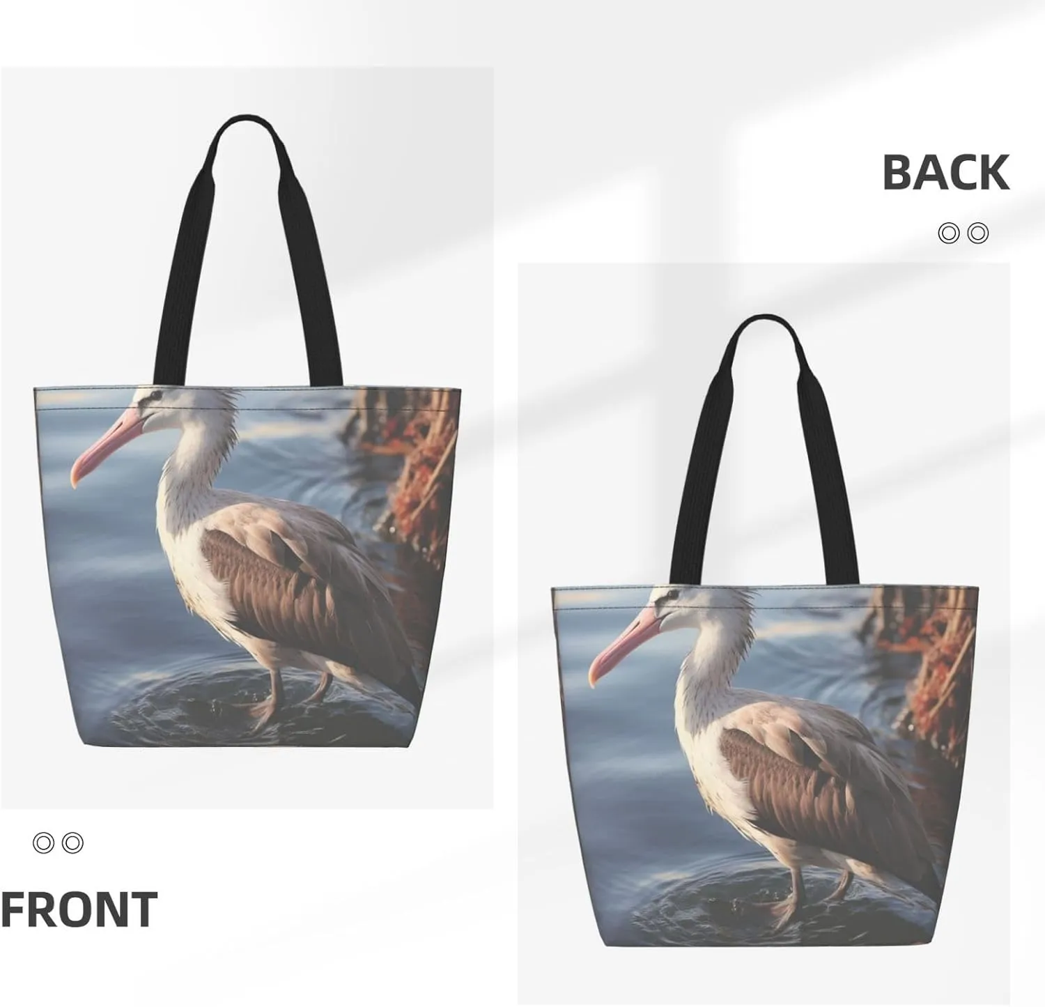 Tote Bag for Women Grocery Bag Reusable Shopping Bag Bird resting on branch Handbag Foldable Shoulder Bag