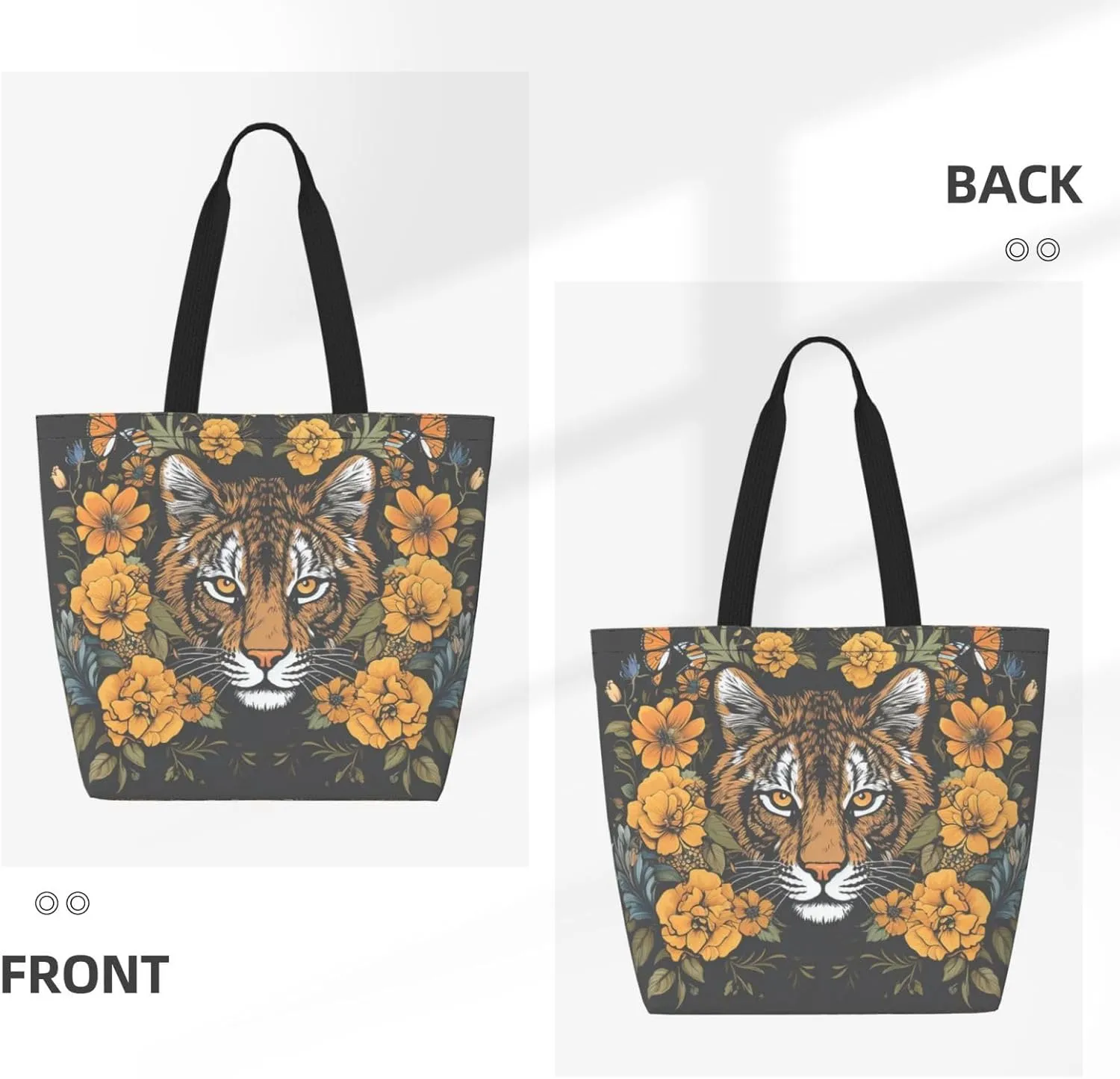 Tote Bag for Women Grocery Bag Reusable Shopping Bag black bird pattern Handbag Foldable Shoulder Bag