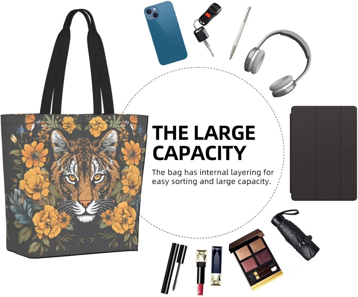 Tote Bag for Women Grocery Bag Reusable Shopping Bag black bird pattern Handbag Foldable Shoulder Bag