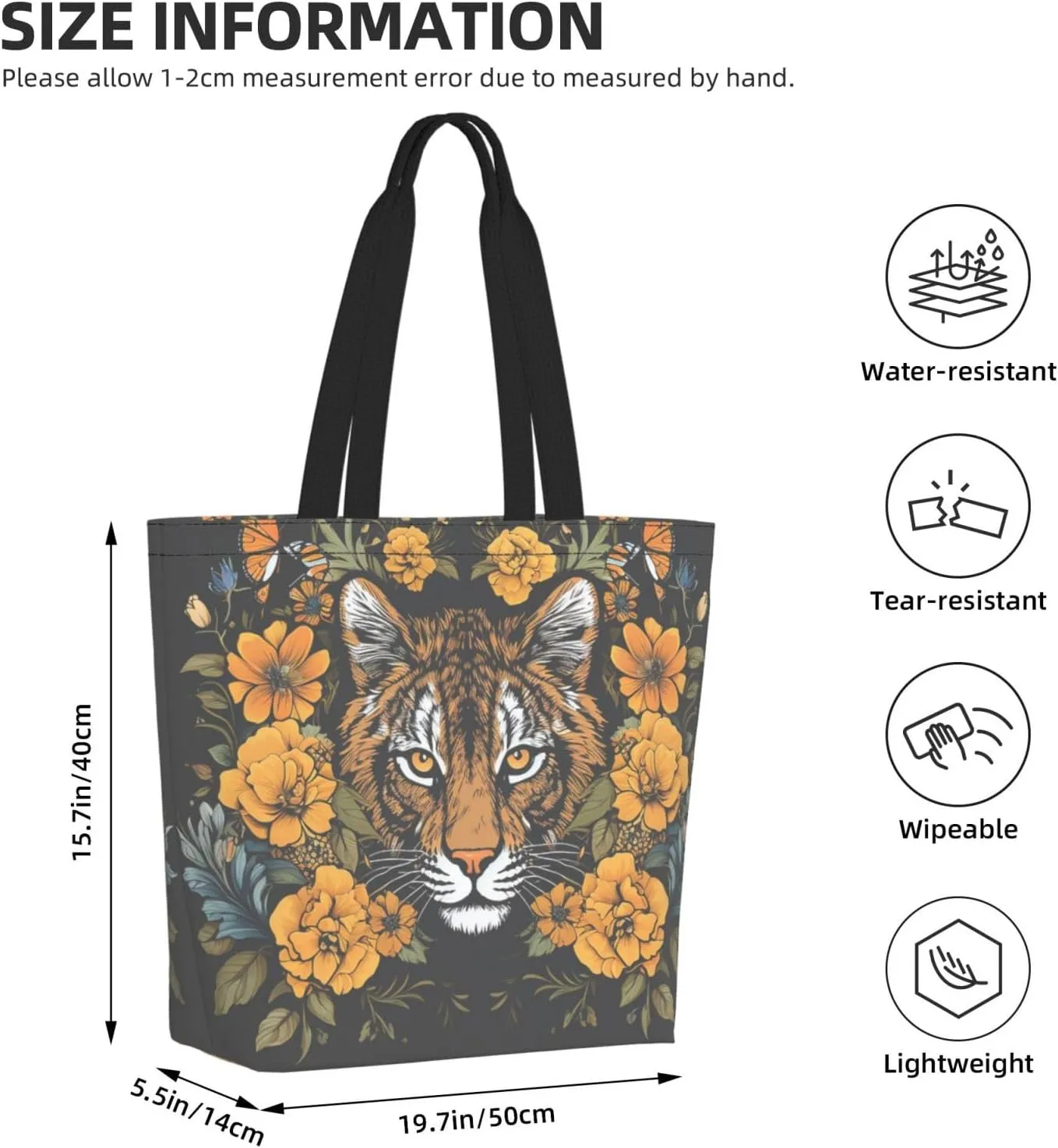 Tote Bag for Women Grocery Bag Reusable Shopping Bag black bird pattern Handbag Foldable Shoulder Bag