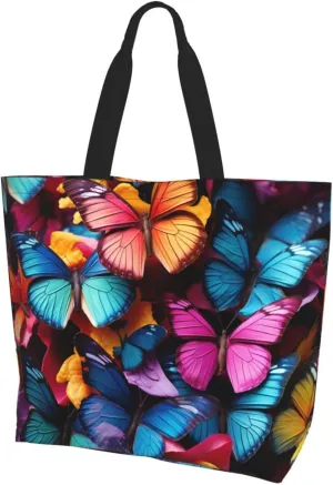Tote Bag for Women Grocery Bag Reusable Shopping Bag Colorful Heart Tree Handbag Foldable Shoulder Bag