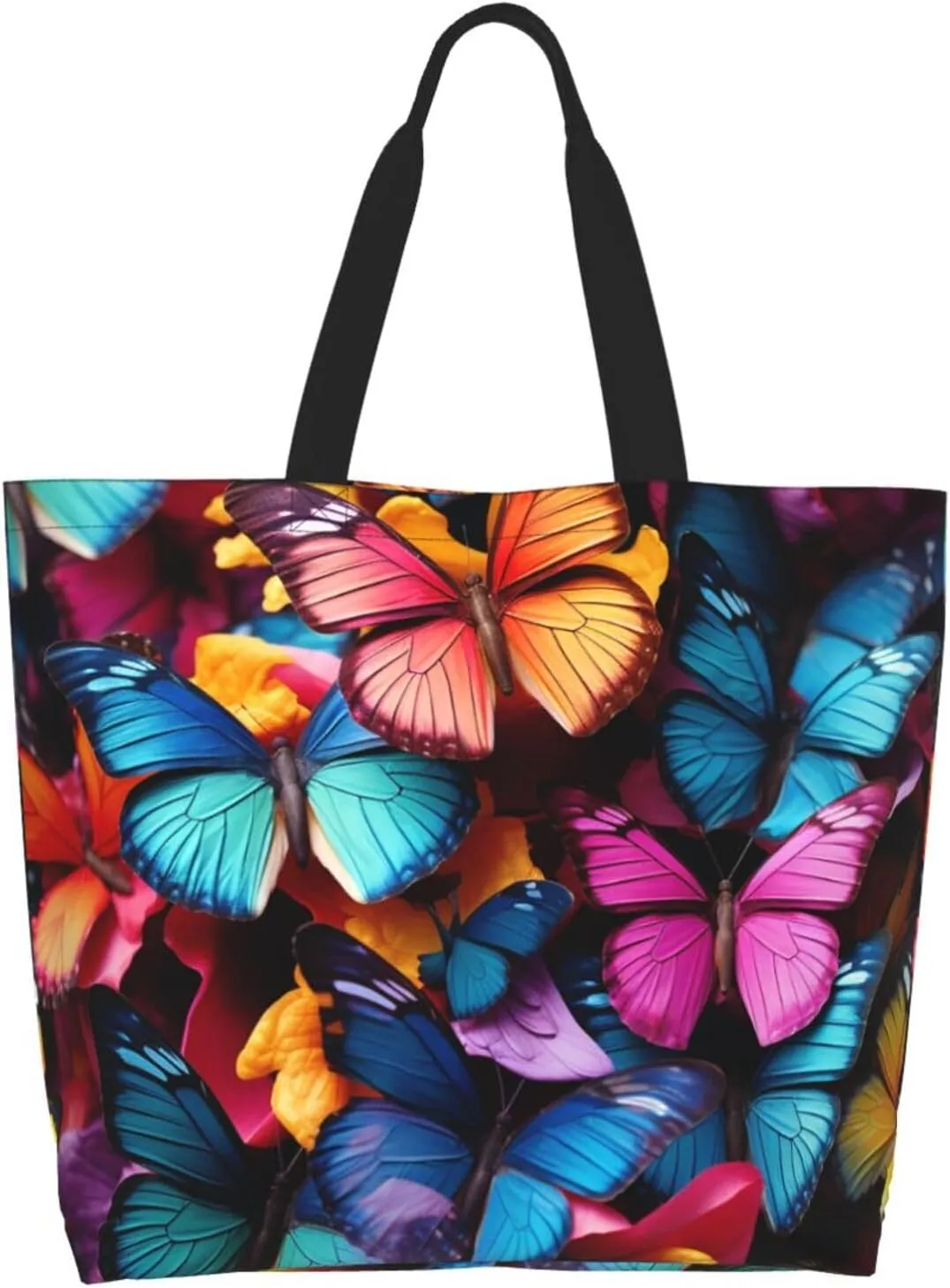 Tote Bag for Women Grocery Bag Reusable Shopping Bag Colorful Heart Tree Handbag Foldable Shoulder Bag