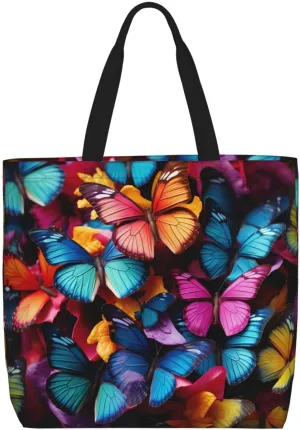Tote Bag for Women Grocery Bag Reusable Shopping Bag Colorful Heart Tree Handbag Foldable Shoulder Bag