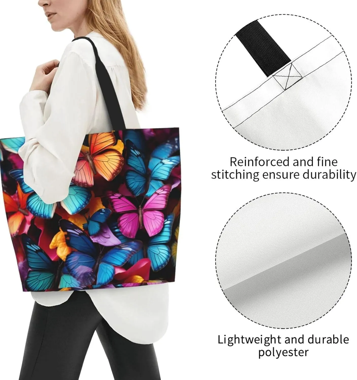 Tote Bag for Women Grocery Bag Reusable Shopping Bag Colorful Heart Tree Handbag Foldable Shoulder Bag