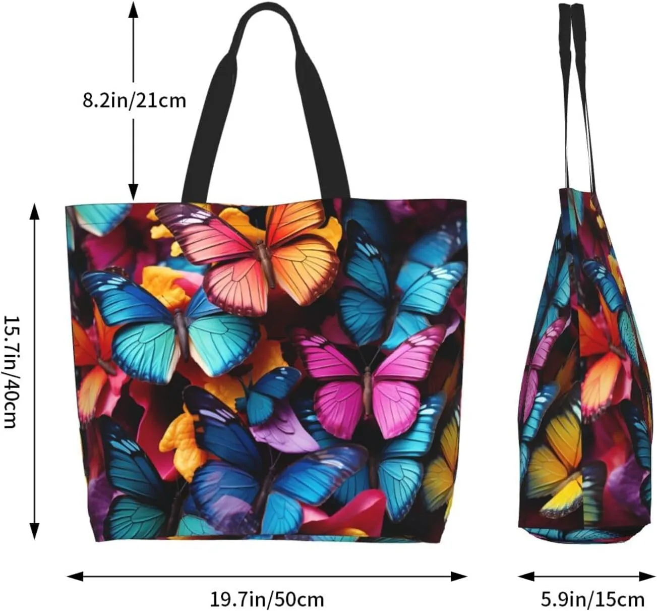 Tote Bag for Women Grocery Bag Reusable Shopping Bag Colorful Heart Tree Handbag Foldable Shoulder Bag