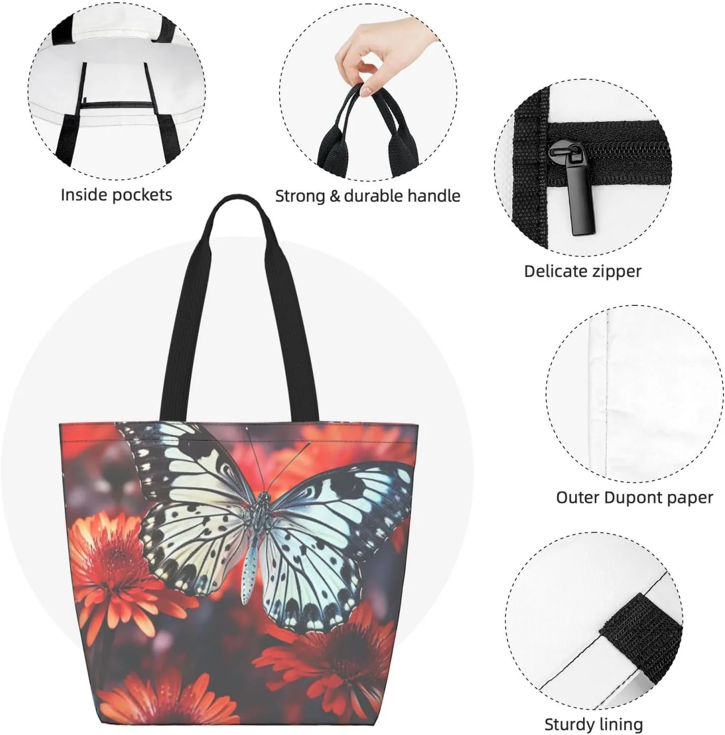 Tote Bag for Women Grocery Bag Reusable Shopping Bag Colorful parrot Handbag Foldable Shoulder Bag
