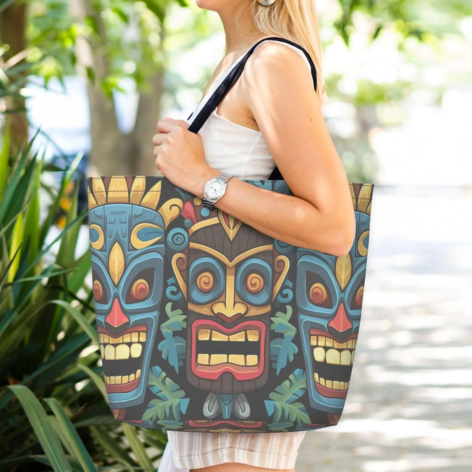 Tote Bag for Women Grocery Bag Reusable Shopping Bag Cool Evil Skull Handbag Foldable Shoulder Bag