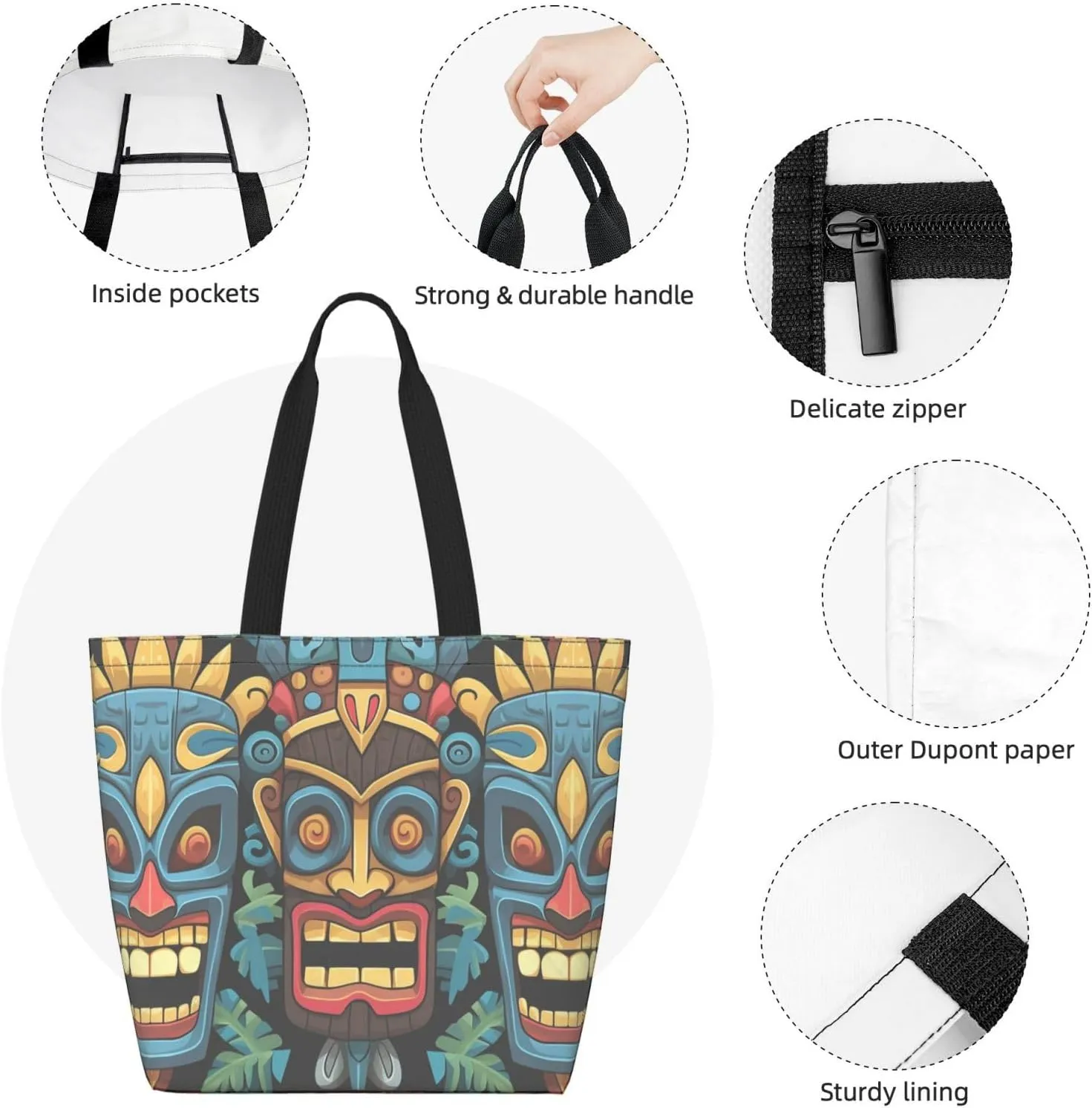 Tote Bag for Women Grocery Bag Reusable Shopping Bag Cool Evil Skull Handbag Foldable Shoulder Bag