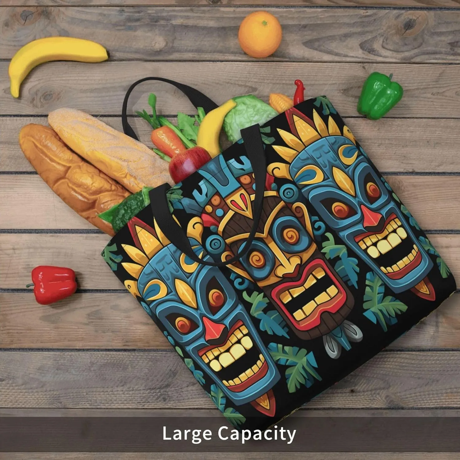 Tote Bag for Women Grocery Bag Reusable Shopping Bag Cool Evil Skull Handbag Foldable Shoulder Bag