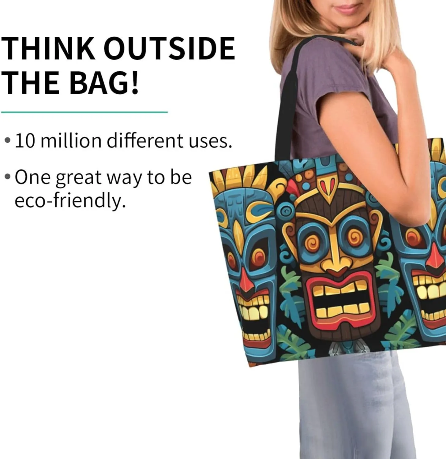 Tote Bag for Women Grocery Bag Reusable Shopping Bag Cool Evil Skull Handbag Foldable Shoulder Bag