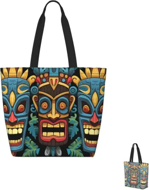Tote Bag for Women Grocery Bag Reusable Shopping Bag Cool Evil Skull Handbag Foldable Shoulder Bag