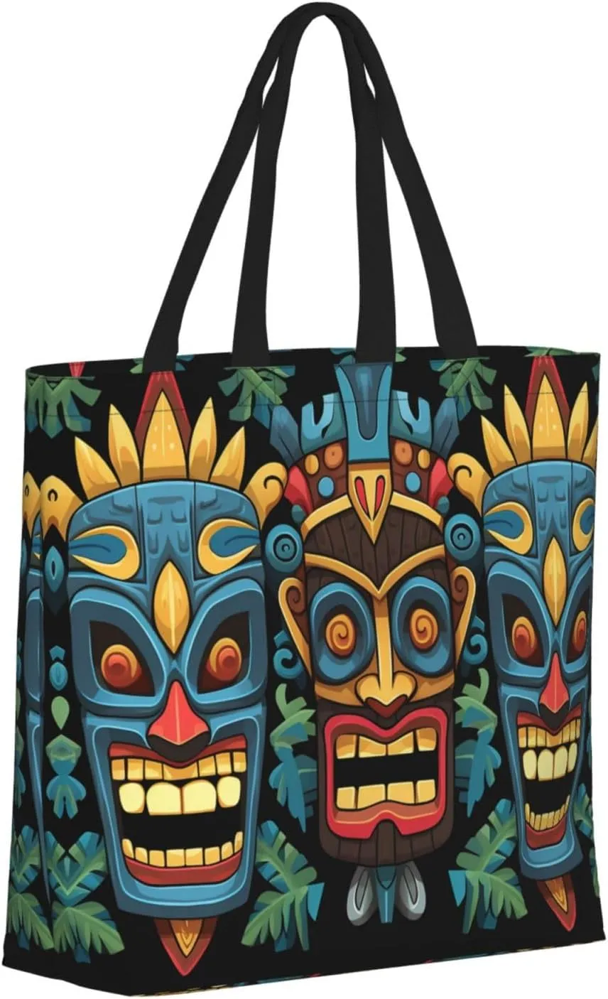 Tote Bag for Women Grocery Bag Reusable Shopping Bag Cool Evil Skull Handbag Foldable Shoulder Bag
