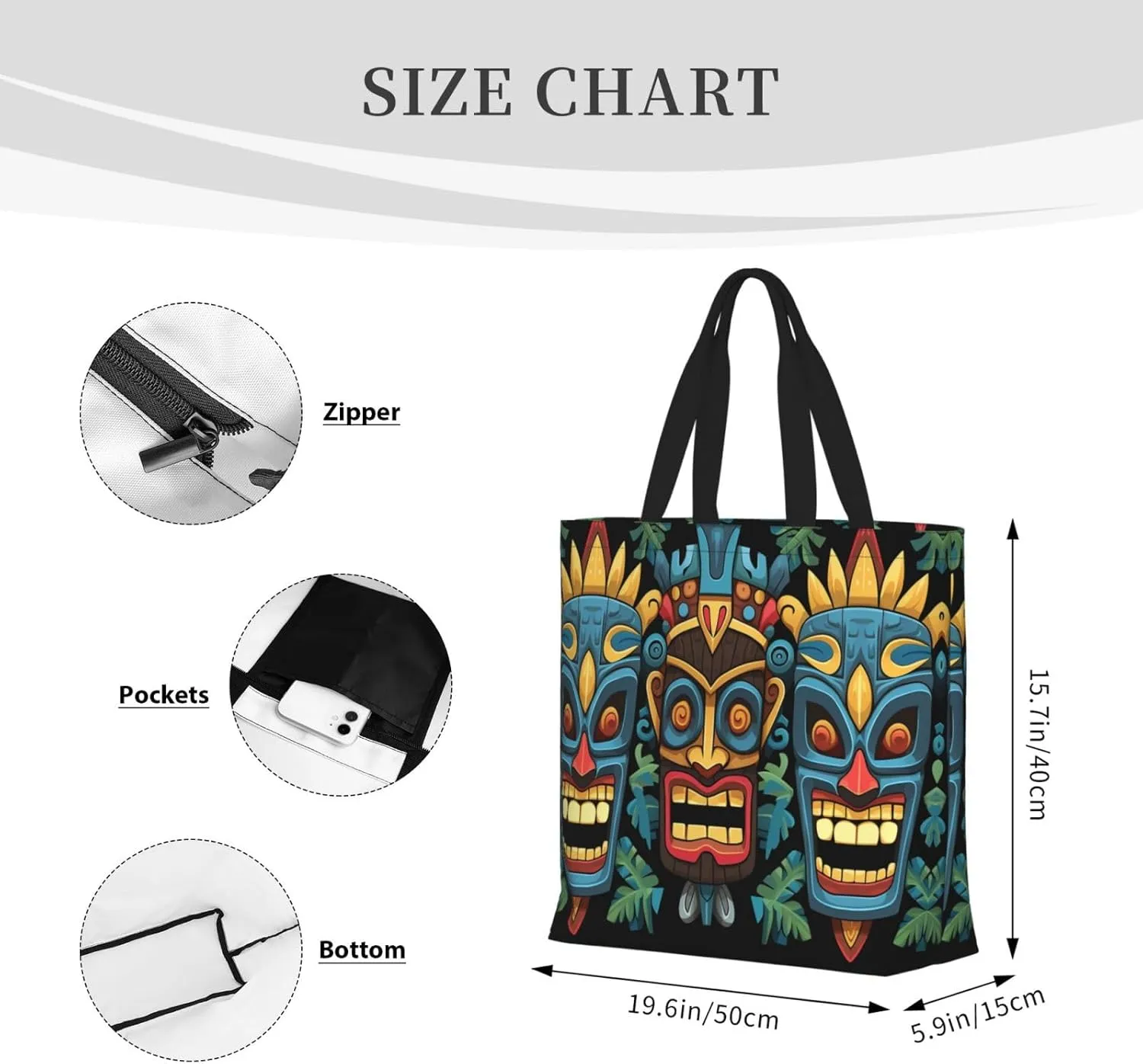 Tote Bag for Women Grocery Bag Reusable Shopping Bag Cool Evil Skull Handbag Foldable Shoulder Bag